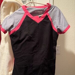 Grey's Anatomy Black and Pink Scrub Top